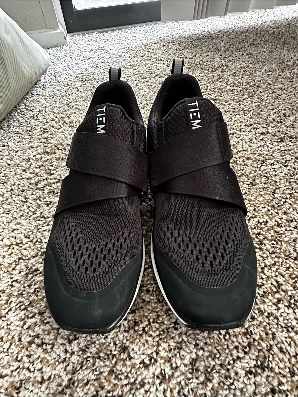TIEM Women's Black Slip-On Athletic Sneakers with Cross Strap